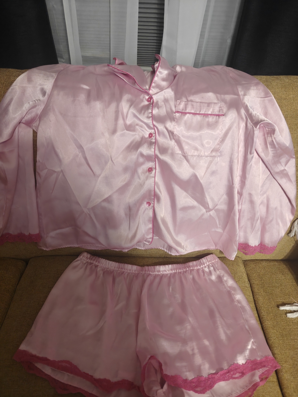 Satin Two-Piece Pink Sleep Set - Women Intimates & Sleepwear